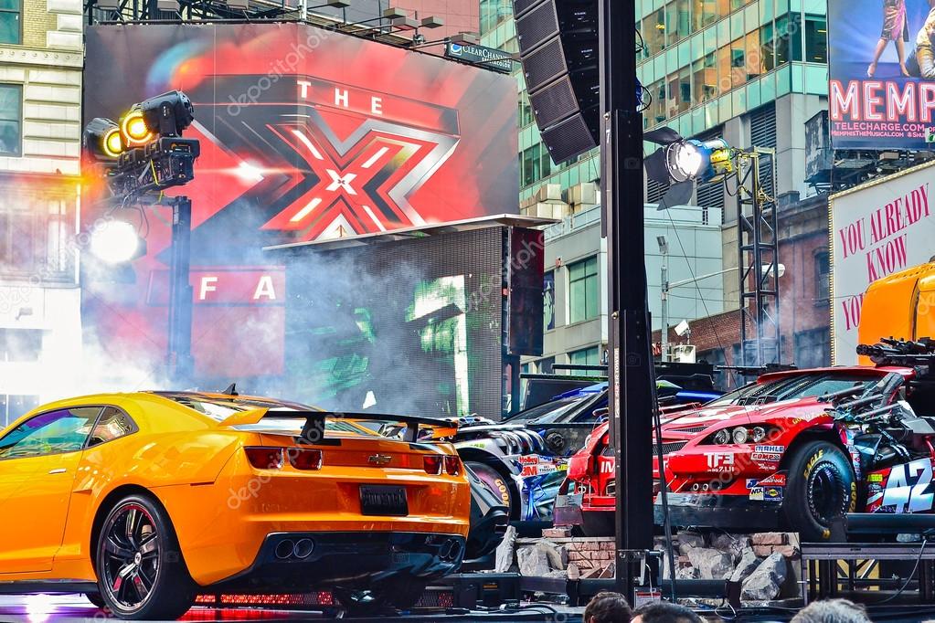 New York, circa 2011 - a promo performance dedicated to Transformers Dark of the Moon Premiere on Times Square. Picture was taken in summer time in New York City, NY, Unites States.