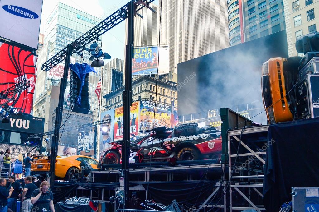 New York, circa 2011 - a promo performance dedicated to Transformers Dark of the Moon Premiere on Times Square. Picture was taken in summer time in New York City, NY, Unites States.