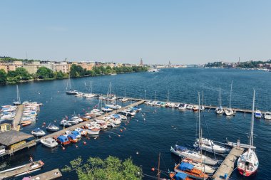 STOCKHOLM, SWEDEN - CIRCA JULY 2014: view of a river with boats in Stockholm, Sweden circa July 2014.