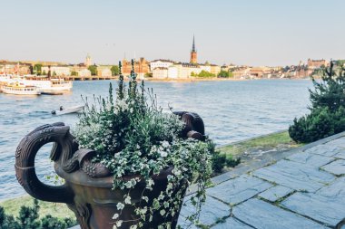 Stockholm, İsveç - Temmuz 2014 yaklaşık: eski flowerbed Stokholm, İsveç Temmuz 2014 yaklaşık dolgu üzerinde.