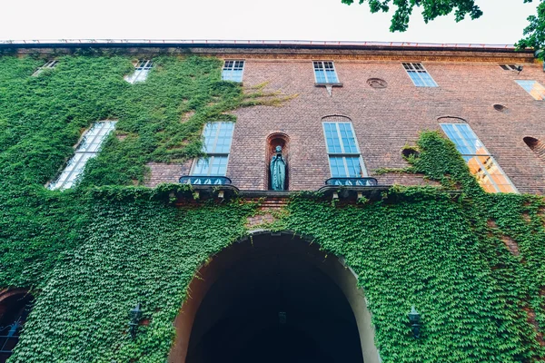 Stockholm, Sverige - Circa juli 2014: bild av en vägg med murgröna på innergården i stadshuset i Stockholm ca juli 2014. — Stockfoto