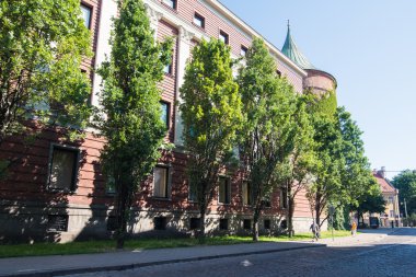 Riga, Letonya - Temmuz 2014 yaklaşık: sıcak güneşli bir Temmuz 2014 yılında Riga, Letonya Bastejkalna parklarda bir kanal.