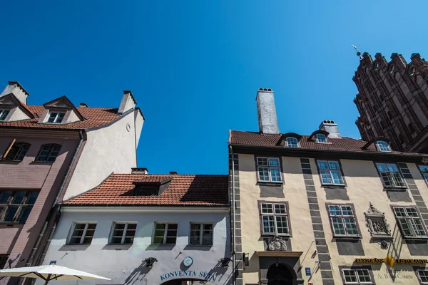 stock image RIGA, LATVIA - CIRCA JULY 2014: view of tile foofs of traditional buildings in the old town in Riga, Latvia in July 2014.