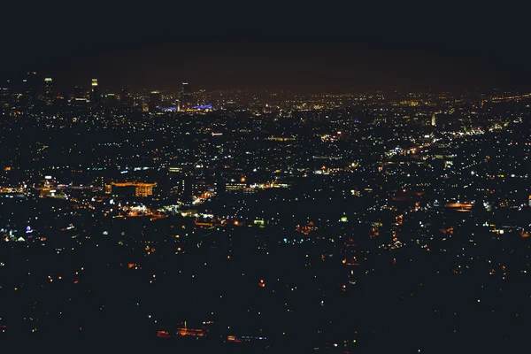 LOS ANGELES, CA - CIRCA 2011: aerial view of downtown Los Angeles at night, CA, USA circa summer 2011. — Stock Photo, Image