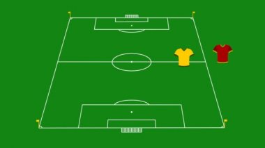 Kırmızı futbolcu, yere yerleştirerek