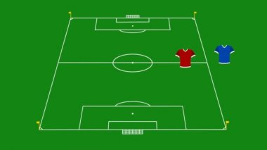 Kırmızı futbolcu, yere yerleştirerek
