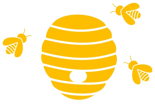 Una abeja con colmena — Vector de stock