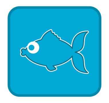 Düğme şeklinde bir mavi balık simgesi