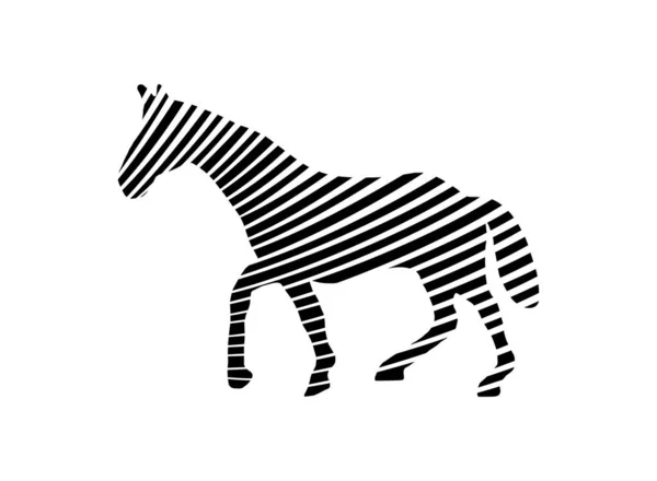 Ombre Cheval Avec Plusieurs Rayures Géométriques Formant Concept Cheval Marchant — Image vectorielle