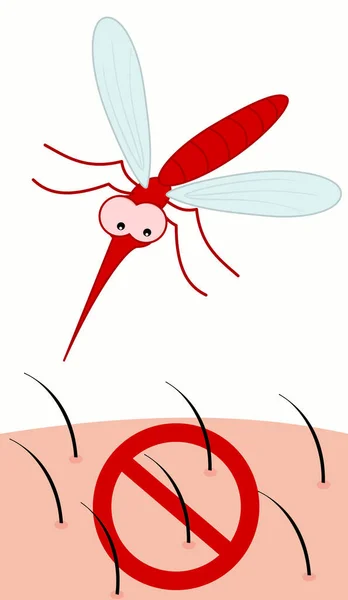 Biting Mosquito Flying Skin Prohibition Sign — Stock Vector