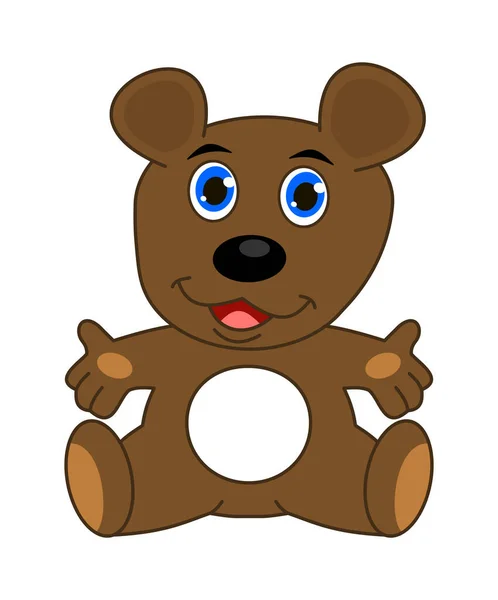 Urso Pelúcia Marrom Sentado Brinquedo Fofinho Querendo Dar Abraço — Vetor de Stock