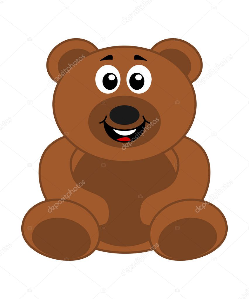 a big brown teddy bear plush sitting happily with a big smile on his face