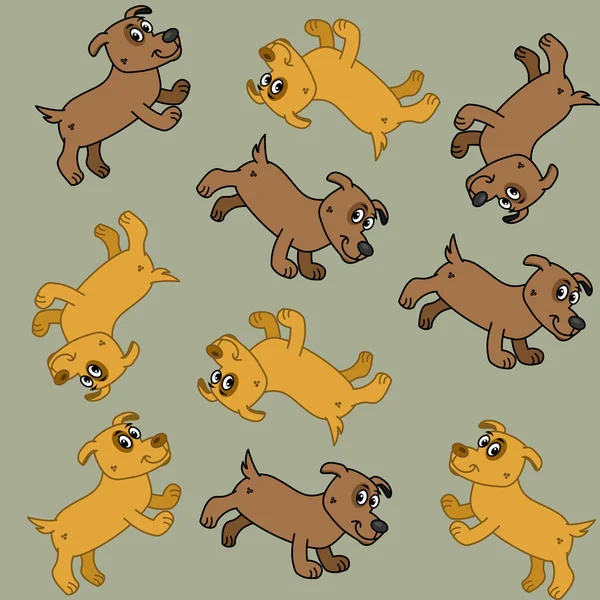 Милая Маленькая Коричневая Желтая Собака Идет Оберточной Бумагой — стоковый вектор