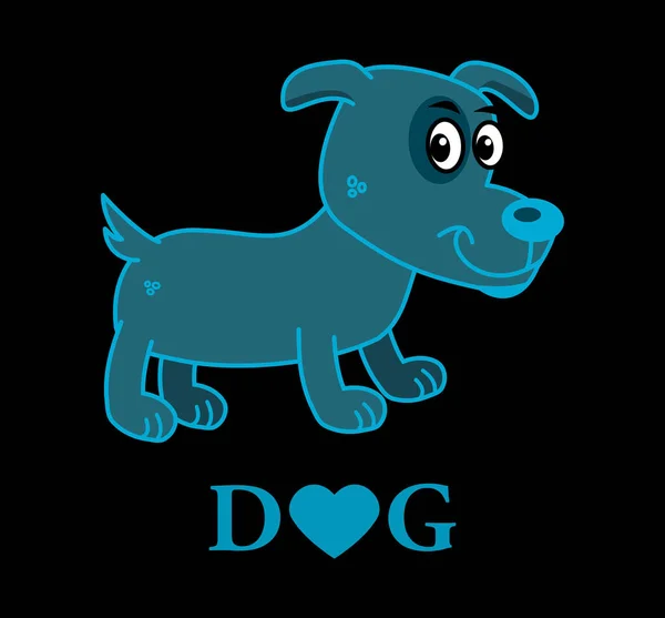 Sevimli Mavi Bir Köpek Mesajı Kalbi Var — Stok Vektör