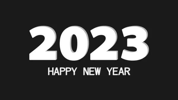 Jednoduchá Ilustrace Veselého Nového Roku 2023 Bílý Text Černém Pozadí — Stockový vektor