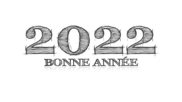 艺术家素描类型的图解 希望2022年有一个快乐的新年 白色背景的灰色文字 — 图库照片
