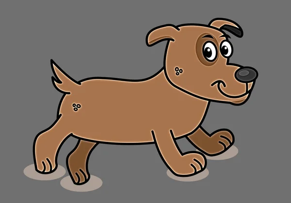 Cute Little Brown Dog Walking Outdoors Night Shadow Illustration — Stock Photo, Image