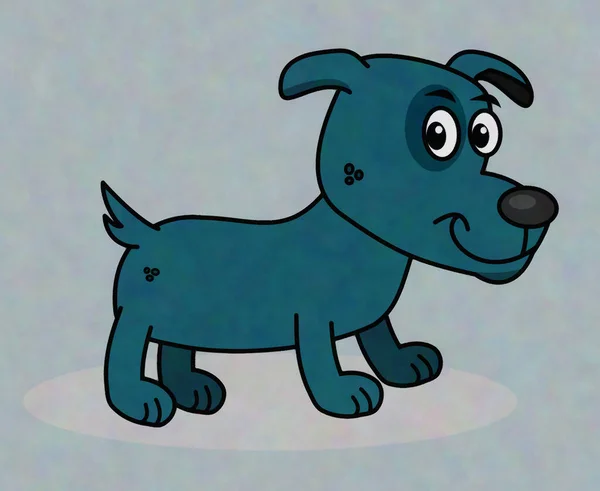 Cute Little Blue Dog Cold Ice Coming Out Freezer Illustration — Stock Photo, Image