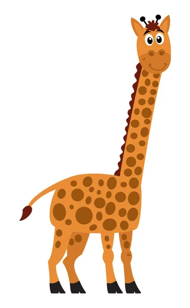 Beautiful Cute Smiling Giraffe Its Profile White Background — Stock Vector