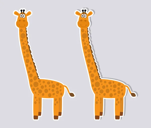 Bella Carina Giraffa Sorridente Sul Profilo Adesivo Sfondo Grigio — Vettoriale Stock