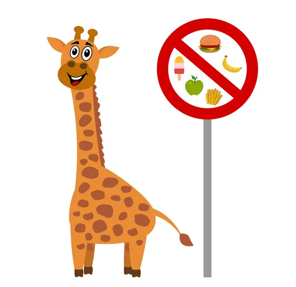 Verbod Het Voeden Van Giraffen Met Waarschuwingsbord Gekleurde Achtergrond — Stockvector