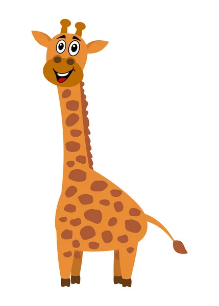 Belle Mignonne Girafe Souriante Sur Son Profil Fond Blanc — Image vectorielle