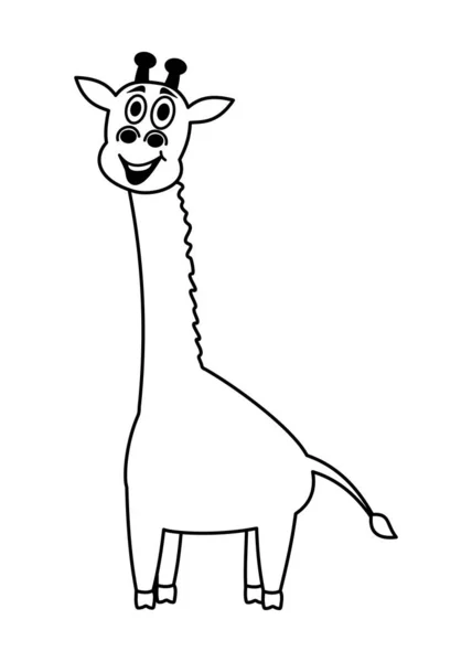 Girafa Sorridente Preto Branco Para Ser Colorido Fundo Branco — Vetor de Stock