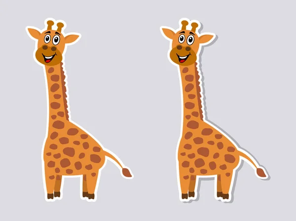 Krásná Roztomilá Usmívající Žirafa Profilu Pro Samolepku Šedém Pozadí — Stockový vektor