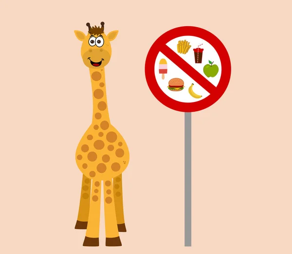 Proibição Alimentar Girafas Com Sinal Aviso Fundo Colorido —  Vetores de Stock