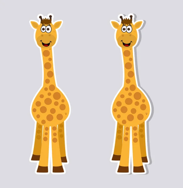 Krásná Usmívající Žirafa Zepředu Pro Samolepku Šedém Pozadí — Stockový vektor