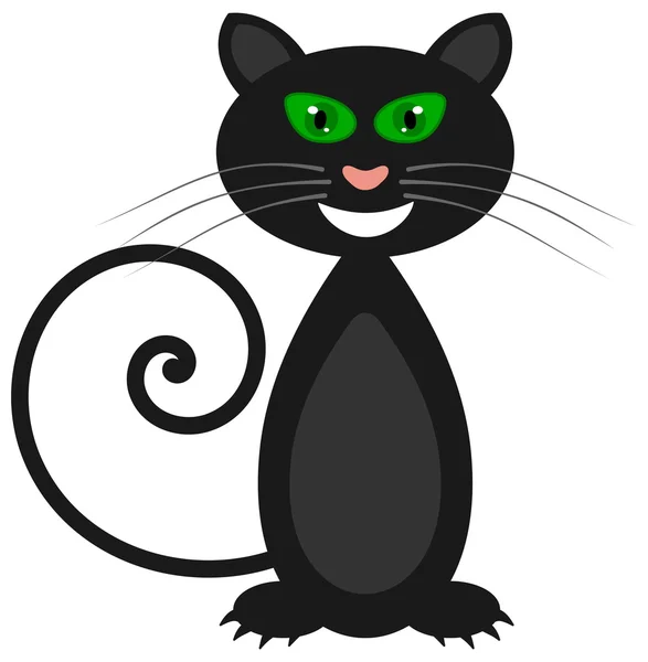 En leende katt med gröna ögon — Stock vektor