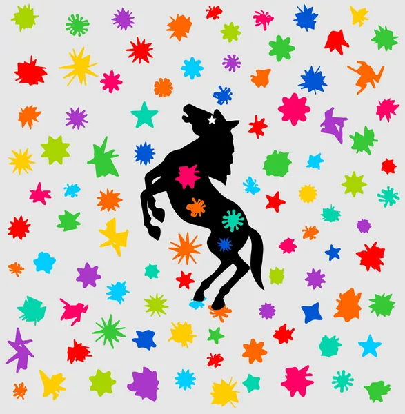 Festival de caballos con una ducha de color — Archivo Imágenes Vectoriales
