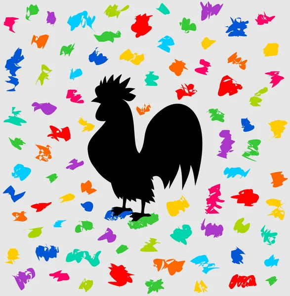 一只公鸡的节日下一连串的颜色 — 图库矢量图片