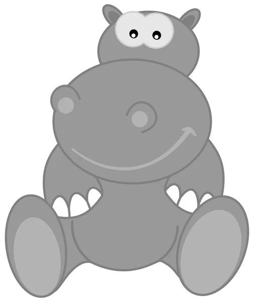 A grey hippo sitting smiling — Stock Vector