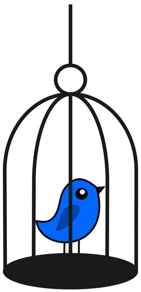 Un uccello blu in una gabbia — Vettoriale Stock