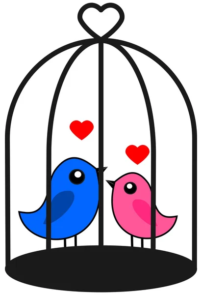 A couple of bird that love caged — 图库矢量图片