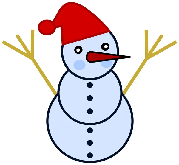 A snowman with red hat — Stock Vector