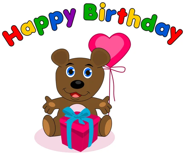 Happy birthday with teddy — Stock Vector