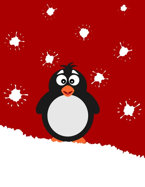 Pinguïn Kerstmis in de sneeuw — Stockvector