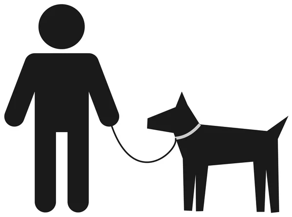 Hombre paseando a su perro — Vector de stock