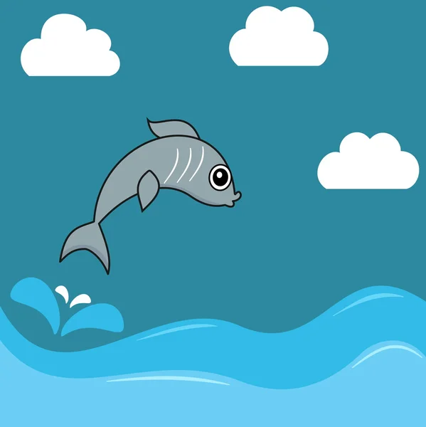 Ilustración de una sardina saltando agua — Archivo Imágenes Vectoriales