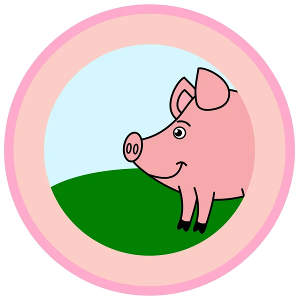 猪在一个标志 — 图库矢量图片