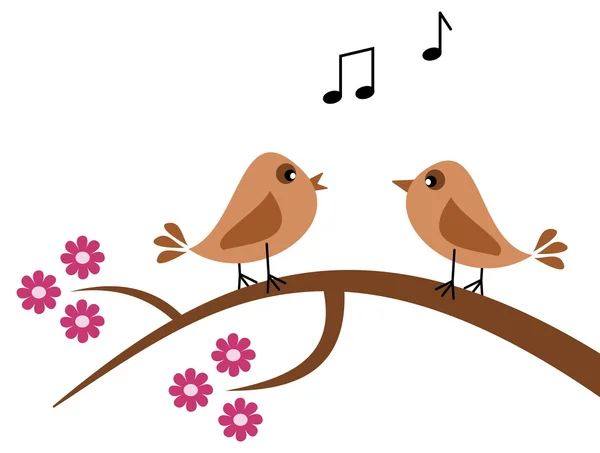 Birds in the spring singing — Stock Vector