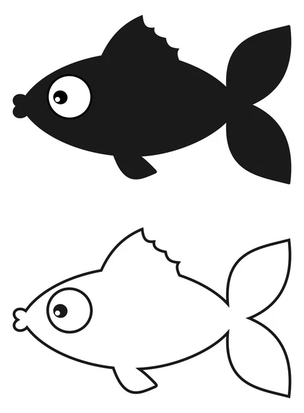 Ombre noire poisson — Image vectorielle