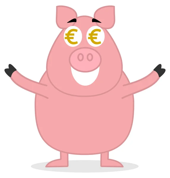 Grande porco de pé como dinheiro — Vetor de Stock