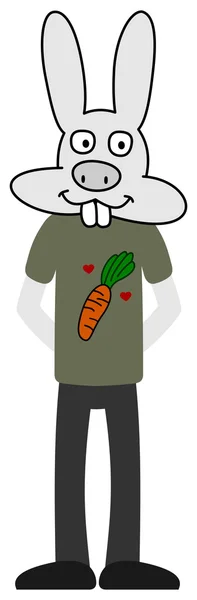 A white rabbit with carrot t-shirt — Stock Vector