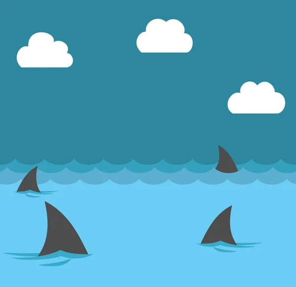 Group of shark at sea — Stock Vector