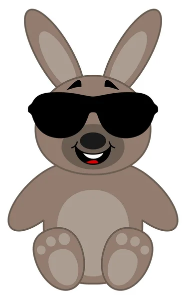 Un lindo conejo felpa sentado con gafas de sol — Vector de stock