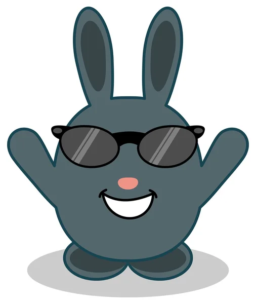 Um coelho azul bonito com óculos de sol — Vetor de Stock