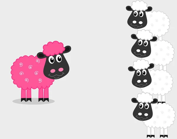 A pink sheep with male sheep — Stock Vector